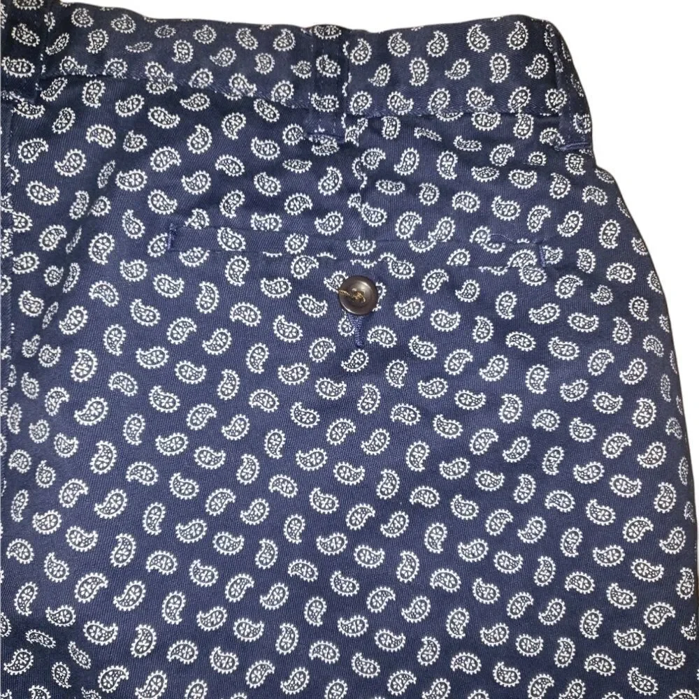 J. CREW Mens Paisley Stretch Cotton Shorts In Deep Baltic 33 style h7386